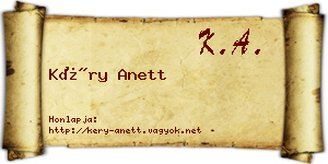Kéry Anett névjegykártya