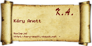 Kéry Anett névjegykártya