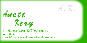 anett kery business card